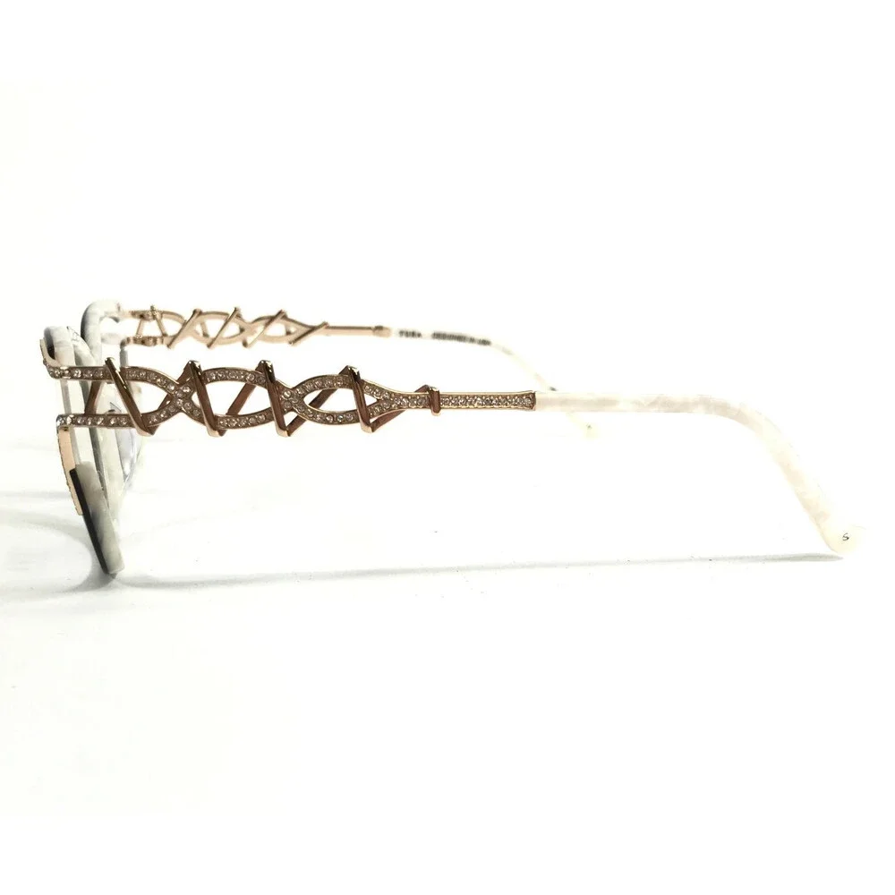 Tura Brilliance Eyeglasses Frames TE272 BLK Black Ivory Gold Crystals 54-16-145